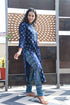 AAHELI BLUE PRINTED HANDWORK KURTA WITH PANT SET AAHELI BLUE PRINTED HANDWORK KURTA WITH PANT SET